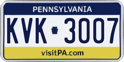 PA license plate KVK3007