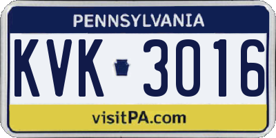 PA license plate KVK3016
