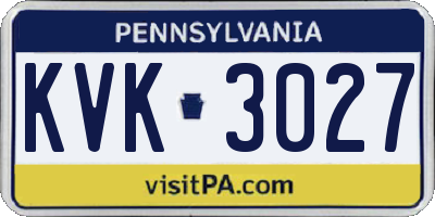 PA license plate KVK3027