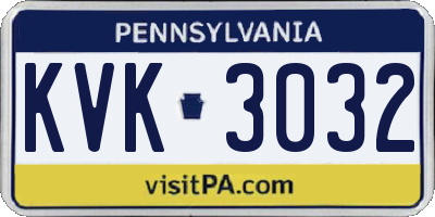 PA license plate KVK3032