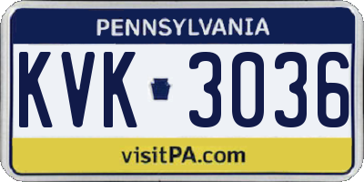 PA license plate KVK3036