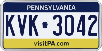 PA license plate KVK3042