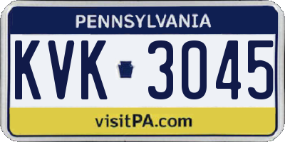 PA license plate KVK3045