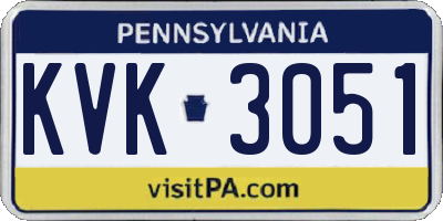 PA license plate KVK3051