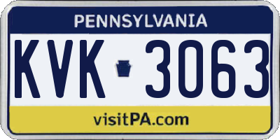 PA license plate KVK3063