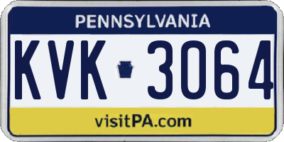 PA license plate KVK3064