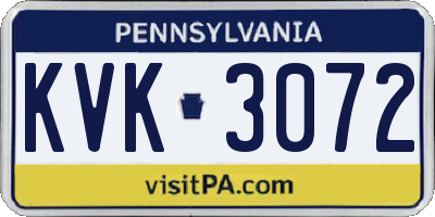 PA license plate KVK3072