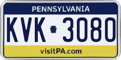 PA license plate KVK3080