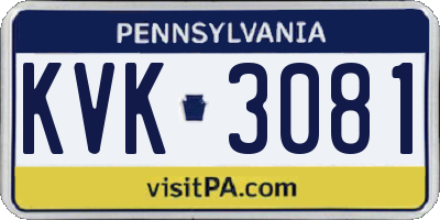 PA license plate KVK3081