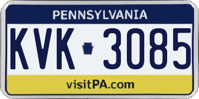 PA license plate KVK3085
