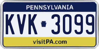PA license plate KVK3099