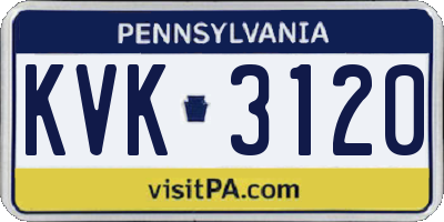 PA license plate KVK3120