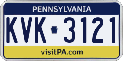 PA license plate KVK3121