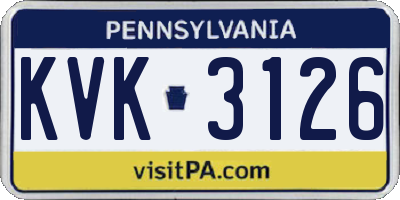 PA license plate KVK3126