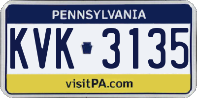 PA license plate KVK3135