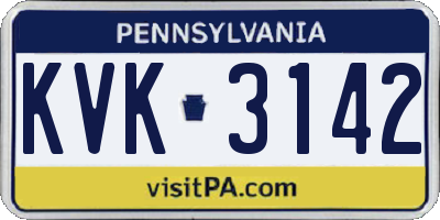 PA license plate KVK3142