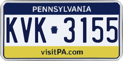 PA license plate KVK3155