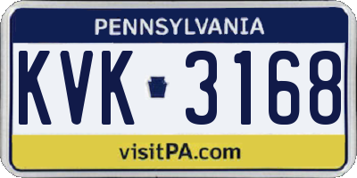 PA license plate KVK3168