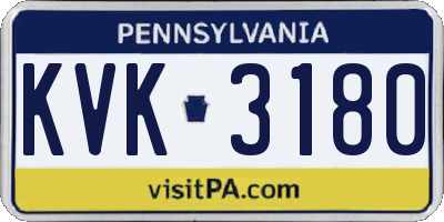 PA license plate KVK3180