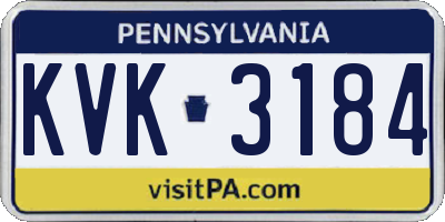 PA license plate KVK3184