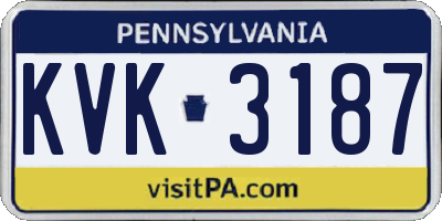 PA license plate KVK3187