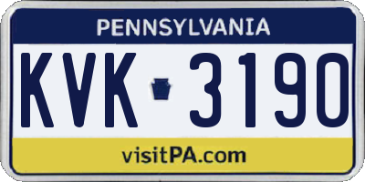 PA license plate KVK3190
