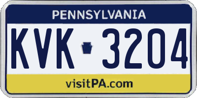 PA license plate KVK3204