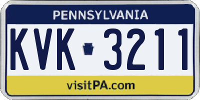 PA license plate KVK3211