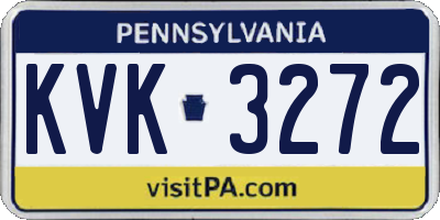 PA license plate KVK3272