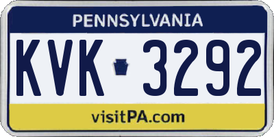 PA license plate KVK3292