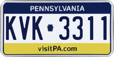 PA license plate KVK3311