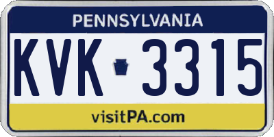 PA license plate KVK3315
