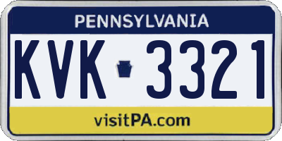 PA license plate KVK3321