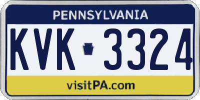 PA license plate KVK3324