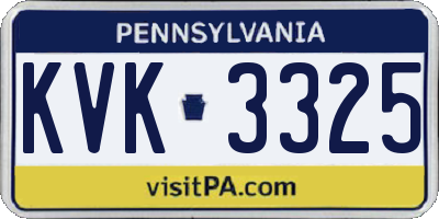 PA license plate KVK3325