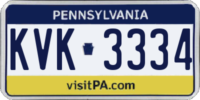 PA license plate KVK3334