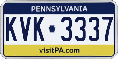 PA license plate KVK3337