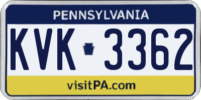 PA license plate KVK3362