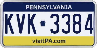 PA license plate KVK3384