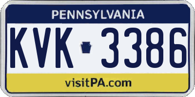 PA license plate KVK3386