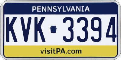 PA license plate KVK3394