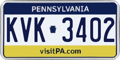 PA license plate KVK3402