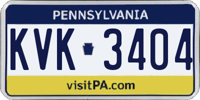 PA license plate KVK3404