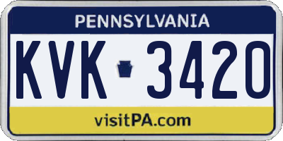 PA license plate KVK3420