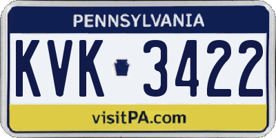 PA license plate KVK3422