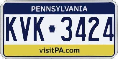 PA license plate KVK3424
