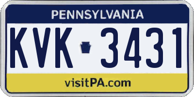 PA license plate KVK3431