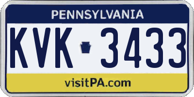 PA license plate KVK3433