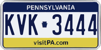 PA license plate KVK3444