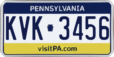 PA license plate KVK3456